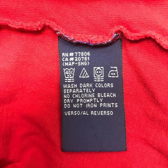 Vintage Y2K Junior’s Tommy Hilfiger Red Crew Neck Long Sleeve Shirt - Size XL - Picture 6 of 7